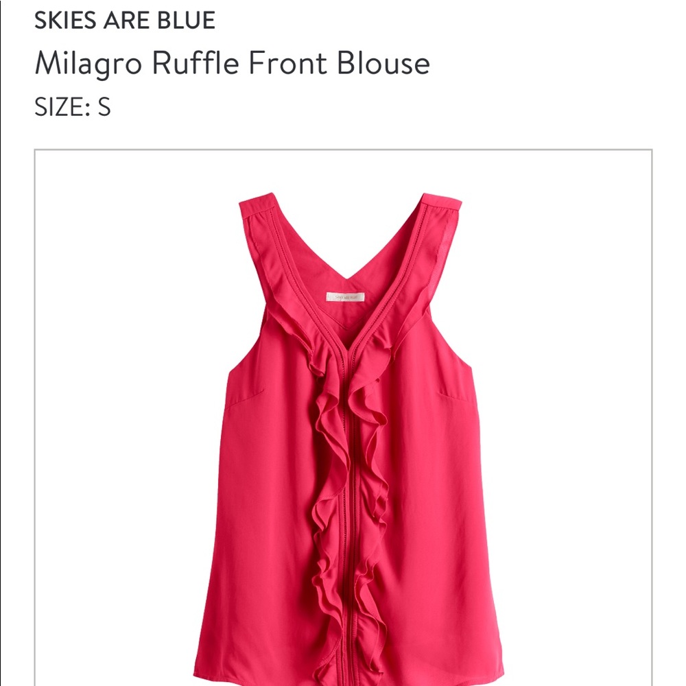 Skies are blue milagro ruffle front blouse.